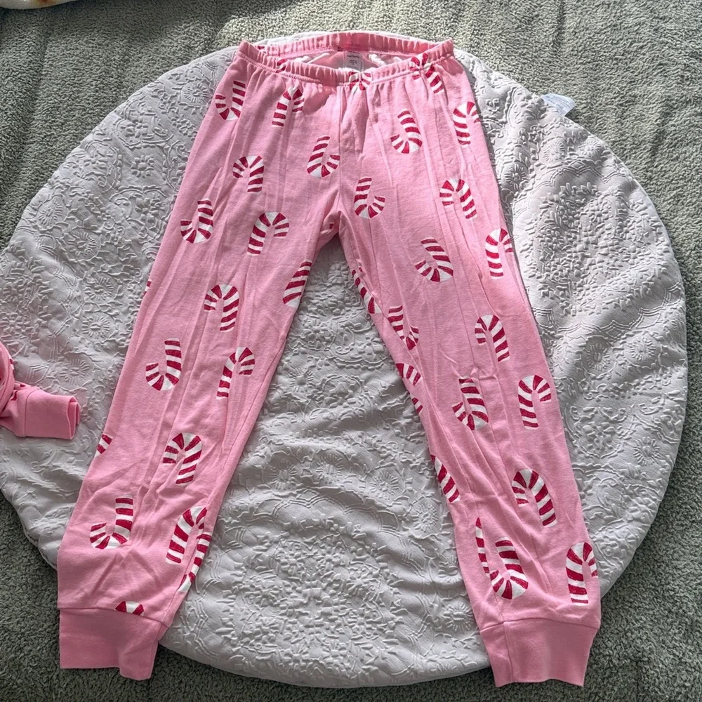 Carter's Women’s Pink Candy Cane Pajama  Long-Sleeve 2-Piece Pajamas - Pink XS - Picture 6 of 10